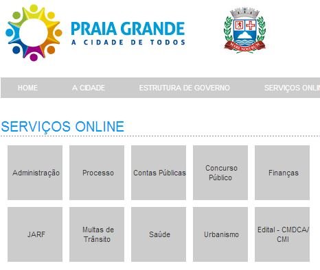 Site da Prefeitura Municipal de Praia Grande