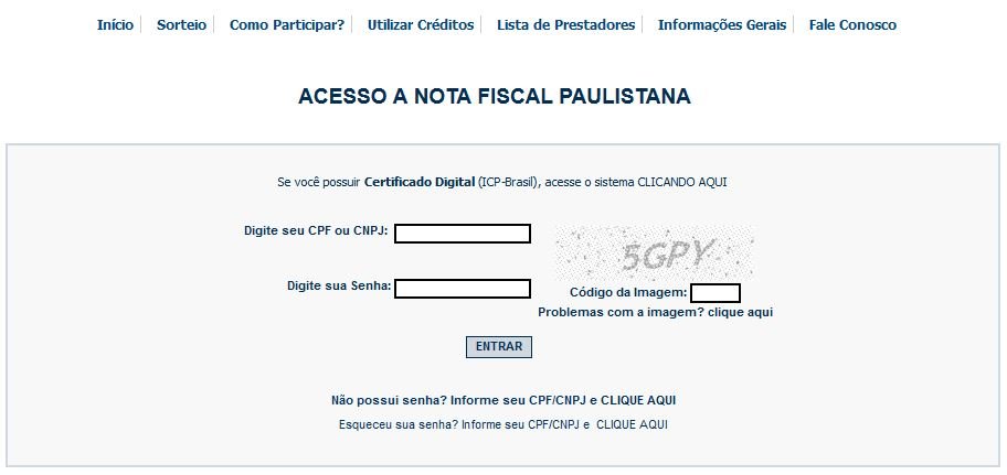 Nota Fiscal Paulistana - Utilizar Créditos SP - Consulta Online Prefeitura de São Paulo